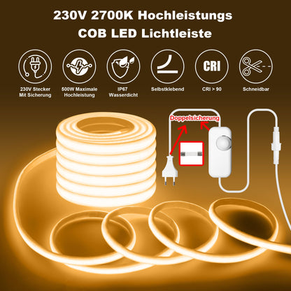 Gliztech COB LED Streifen 20 m, IP67 wasserdicht, 2700K warmweiss