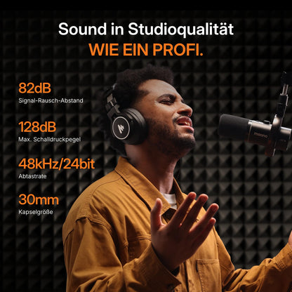MAONO PD200W Hybrid Wireless Podcast Mikrofon mit Arm, USB und XLR