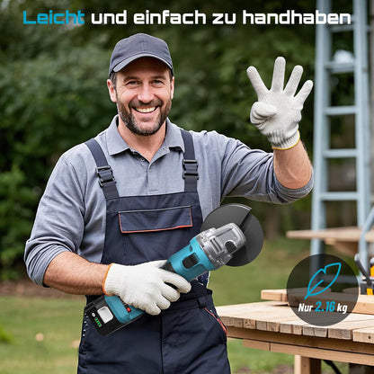 SEESII Akku Winkelschleifer AG0200 125 mm bürstenlos Set mit 2 Akkus