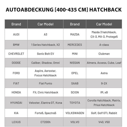 Favoto Autoabdeckung Vollgarage wasserdicht für Schrägheck 400-435 cm