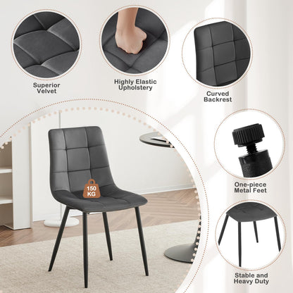EUGAD Esszimmerstühle 4er Set gepolstert Samt – dunkelgrau