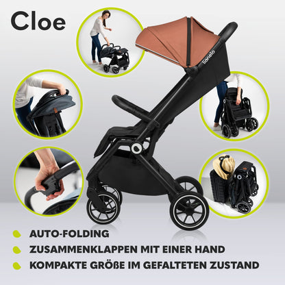 LIONELO Cloe Zusammenklappbarer Kompakt-Kinderwagen - Braun