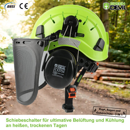 GREEN DEVIL Kettensägen-Schutzhelm 3-in-1 Helmset EN397 & EN 352-3