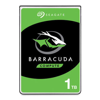 Seagate Barracuda 1TB Interne HDD 2.5 Zoll - ST1000LMZ48. Rechteckige, silberne Festplatte zum Speichern von Daten in Laptops/PCs.
