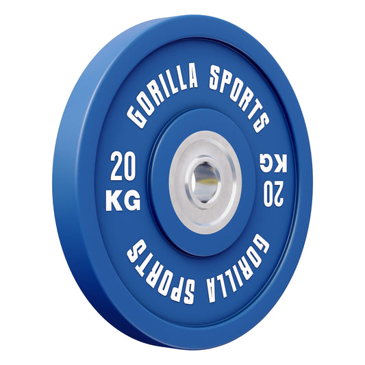 GORILLA SPORTS® Bumper Plate 50mm – Hantelscheibe 20kg einzeln, schwarz. Als Gewicht für Langhantel-Krafttraining.