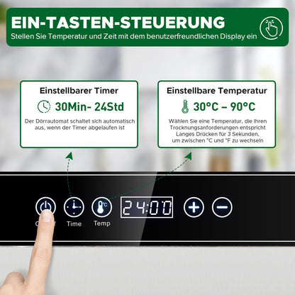 Kwasyo Dörrautomat Edelstahl – 8 Etagen, für Obst & Fleisch