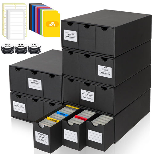 HIMOMO Sammelkarten-Aufbewahrungsbox für 18000+ Karten (TCG, MTG), schwarze Boxen aus Wellkarton