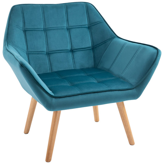 HOMCOM Ohrensessel Loungesessel Samtoptik Hellblau