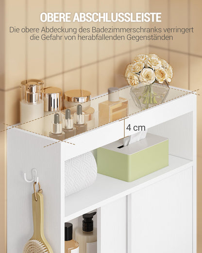 Hzuaneri Badezimmerschrank mit Schiebetür und Toilettenpapierhalter