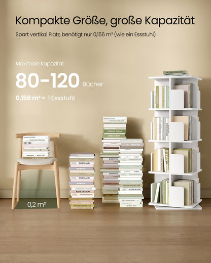 EUGAD Drehregal Bücherregal Raumteiler – 4 Ebenen MDF Weiss