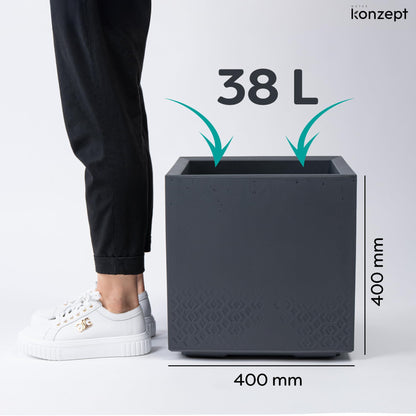 KONZEPT Pflanzkübel auf Rollen 40x40x40 cm anthrazit Beton-Optik