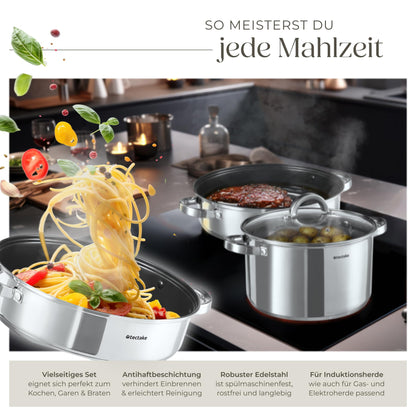 tectake® 15-tlg. Topfset – Edelstahl Küchenset