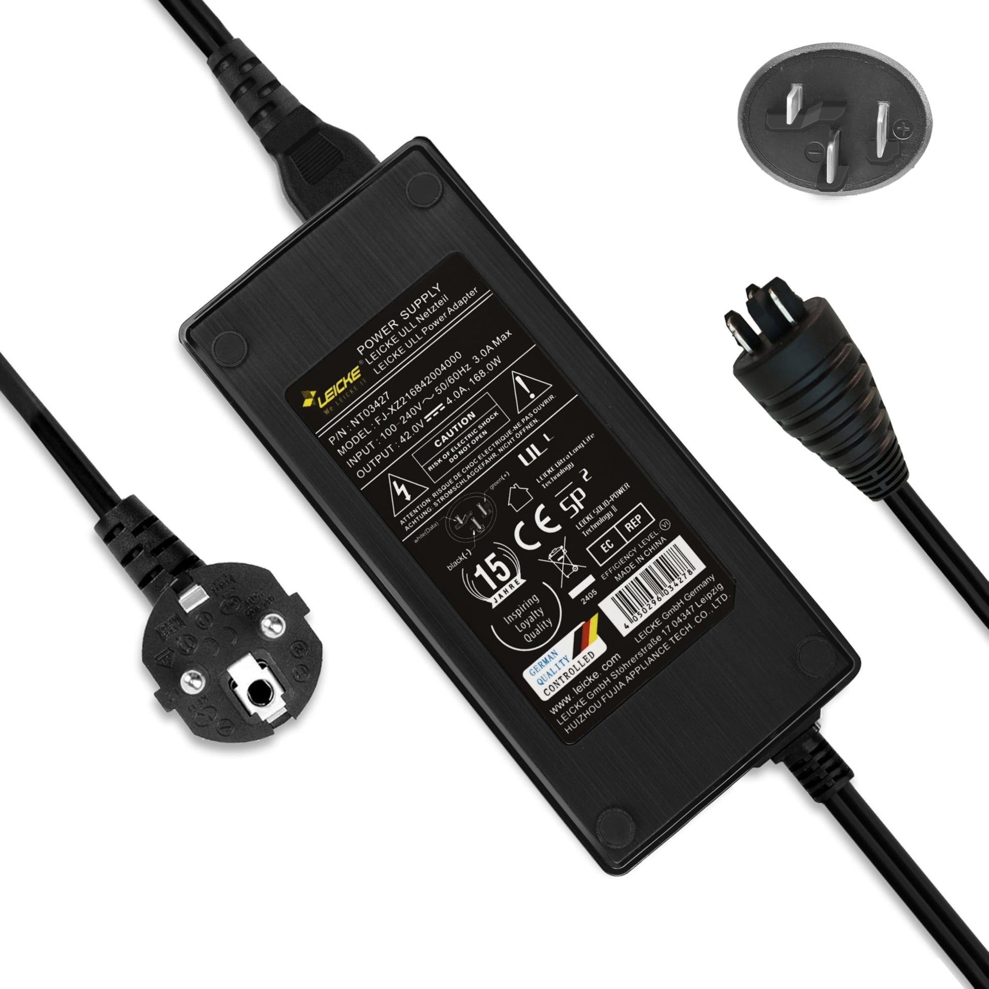 LEICKE E-Bike Ladegerät 36V 4A für Bosch Active Performance Line, kompakt, mit 1,5-m-Kabel