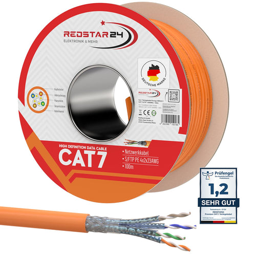 RedStar24 CAT 7 Verlegekabel 100m S/FTP 10Gbit halogenfrei