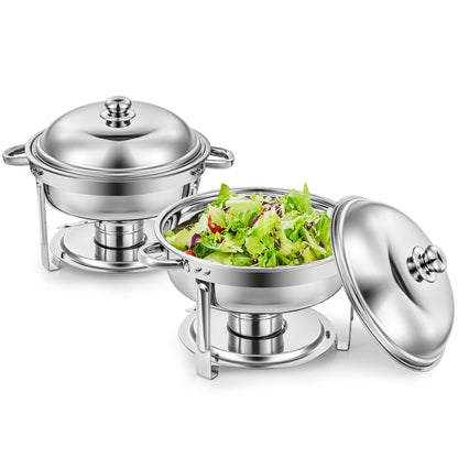 Wilprep Chafing Dish Set Speisenwärmer - 2er Set Rund 5L