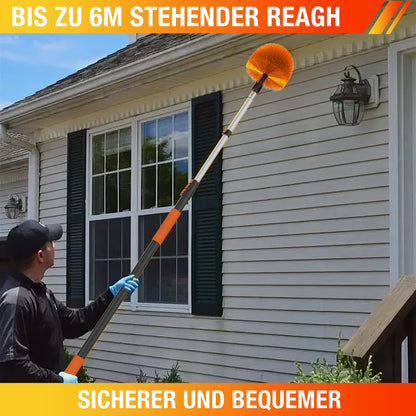 LAANPOLE Spinnwebenbesen mit Teleskopstiel, 6 m, waschbarer Staubwedel