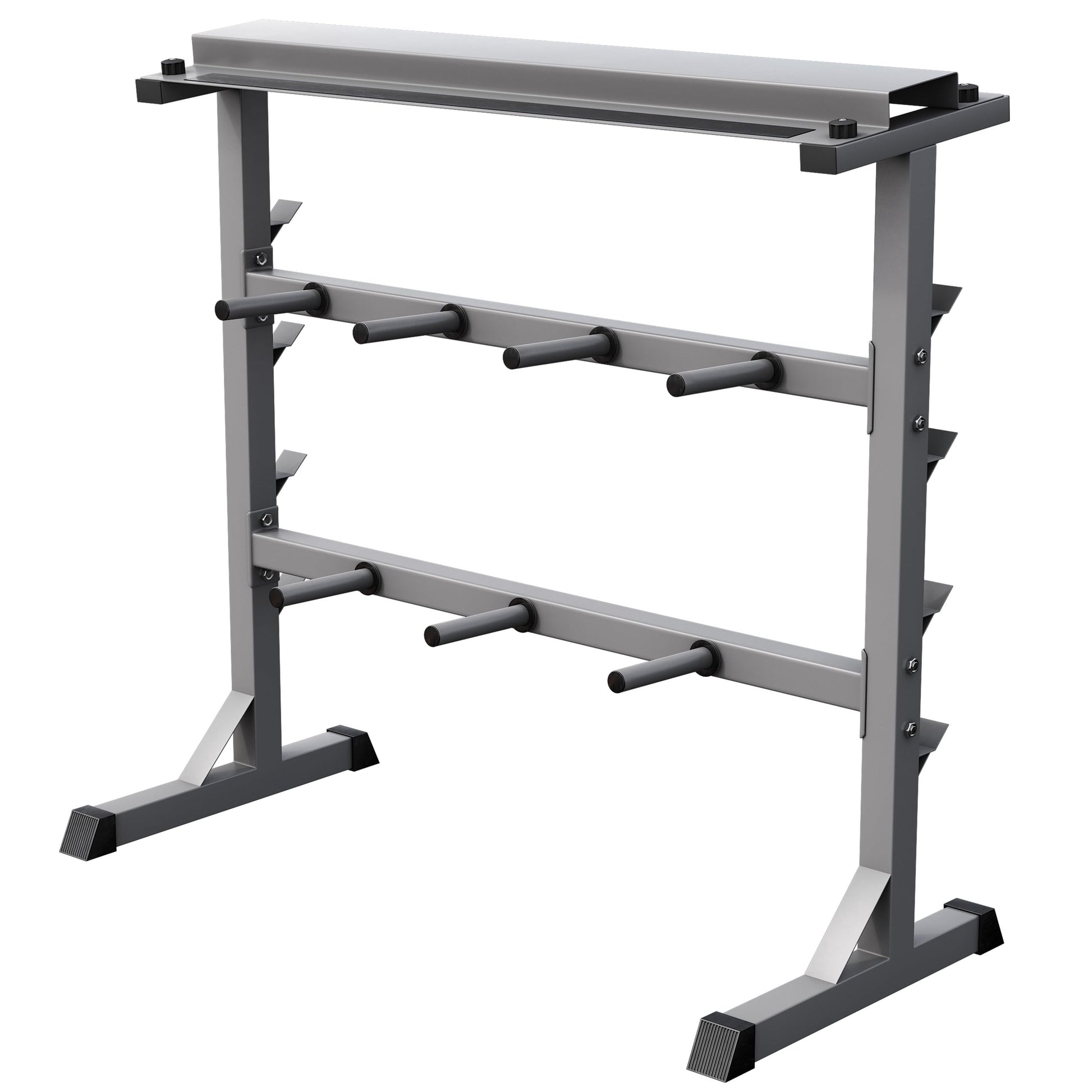 GORILLA SPORTS® Hantelablage Hantelscheibenständer - 3 Ebenen. Schwarzes Gestell zur Lagerung von Hanteln und Hantelscheiben.