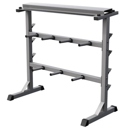GORILLA SPORTS® Hantelablage Hantelscheibenständer - 3 Ebenen. Schwarzes Gestell zur Lagerung von Hanteln und Hantelscheiben.