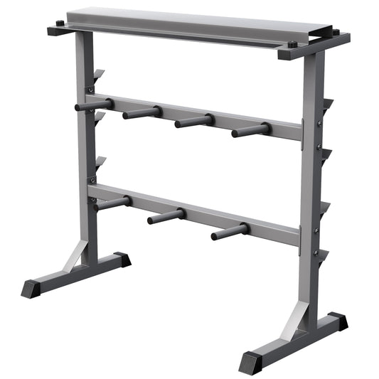 GORILLA SPORTS® Hantelablage Hantelscheibenständer - 3 Ebenen. Schwarzes Gestell zur Lagerung von Hanteln und Hantelscheiben.