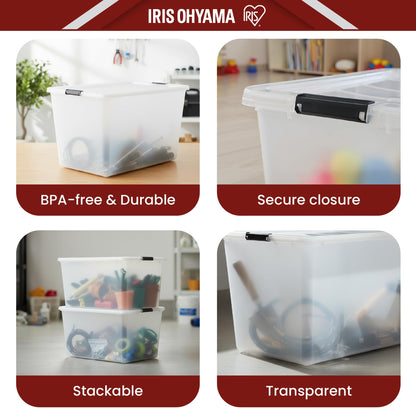 Iris Ohyama Aufbewahrungsbox mit Deckel FTB-60, 60 L, 4er-Set
