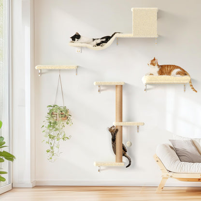 FUKUMARU Katzen Kletterwand Set Multiplex 10-teilig - Beige