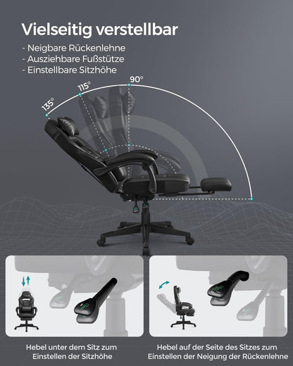 SONGMICS OBG073B05 Bürostuhl mit Fussstütze - Tintenschwarz