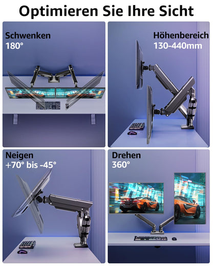 ELIVED EV6012B Gasfeder Monitor Halterung 2 Monitore 13-32 Zoll