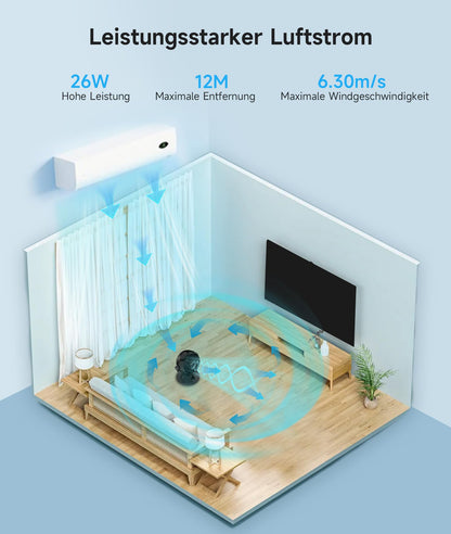 WOWDSGN Tischventilator XD-1586FB, leiser 3D-Luftzirkulator, schwarz