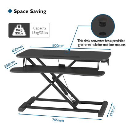 BONTEC Steh-Sitz Schreibtisch MD04 höhenverstellbar 80x40 cm schwarz