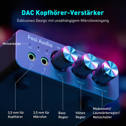 Fosi Audio K5 Pro HiFi Kopfhörerverstärker USB DAC Gaming