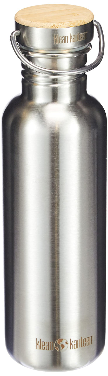 Klean Kanteen Reflect Edelstahl Trinkflasche 800 ml Brushed Stainless mit Bambusdeckel