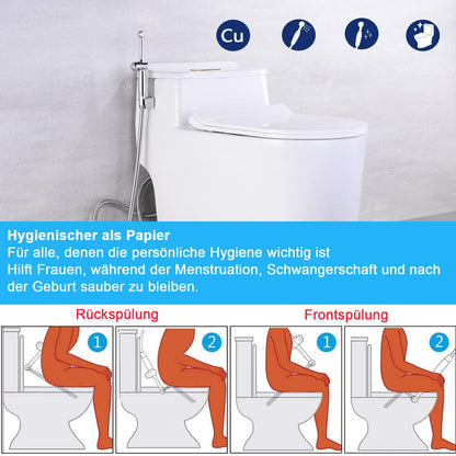 Uvish Bidet Handbrause Aufsatz mit Druckregelung - Chrom