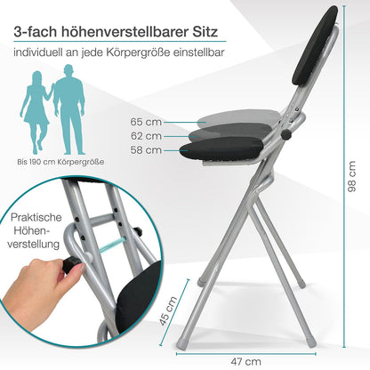 ELONEO Sitz-Stehhilfe mit Bügel höhenverstellbar - Silber