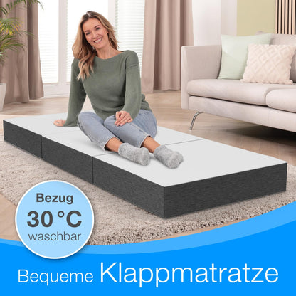 ELONEO Premium Visco Klappmatratze 90x200 cm, 15 cm hoch, klappbar