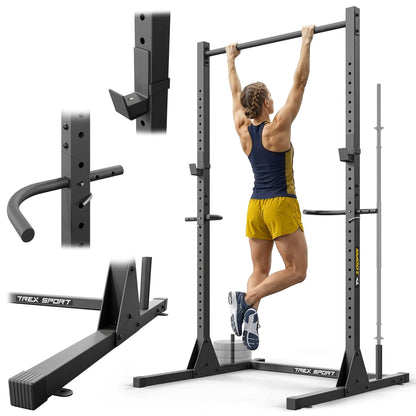 TREX SPORT Power Tower TX-100PR Dip-Station mit Klimmzugstange, Kraftturm aus Stahl in Schwarz