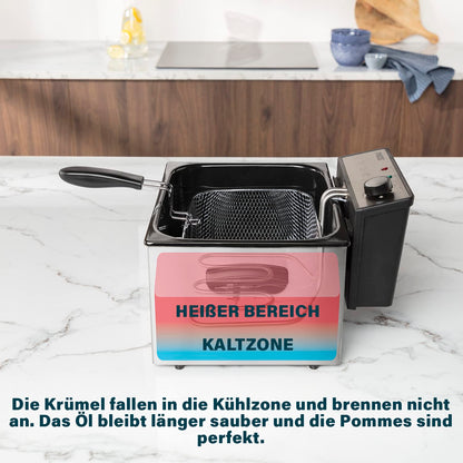 Princess Fritteuse 185000 Tiefe Fritteuse - 5L, Kaltzone, 3 Körbe