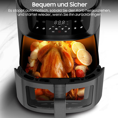 Heissluftfritteuse XXL Air Fryer 9L - Sichtfenster Touchscreen