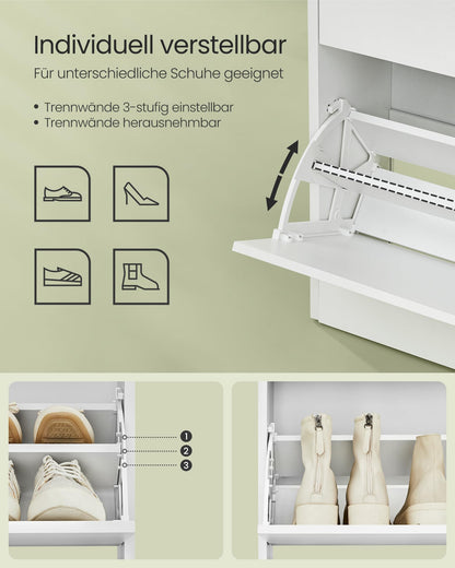 VASAGLE LBC048W01 Schuhschrank - 2 Klappen, wolkenweiss