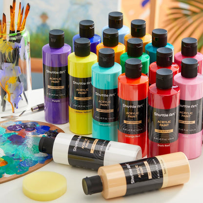 Shuttle Art Acrylfarben Set, 24 Farben à 250 ml, wasserfest