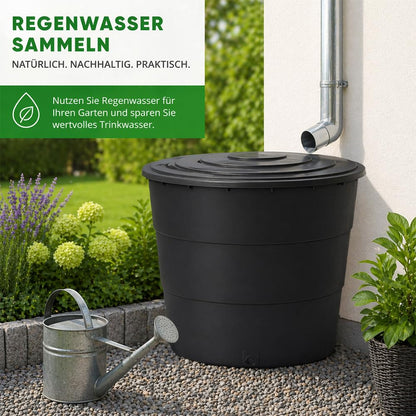 Ondis24 Regentonne XXL 500 L Kunststoff mit Deckel und Auslaufhahn