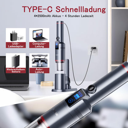 SmartAI H5 Handstaubsauger kabellos mit LED-Display, 17 kPa