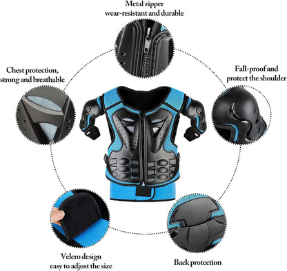 Fansport Motorrad Schutzjacke Kinder Protektoren Set 5-teilig Blau