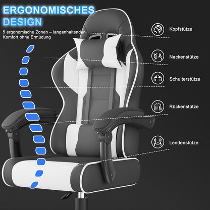 Airfish Ergonomischer Massage Gaming Bürostuhl - Weiss