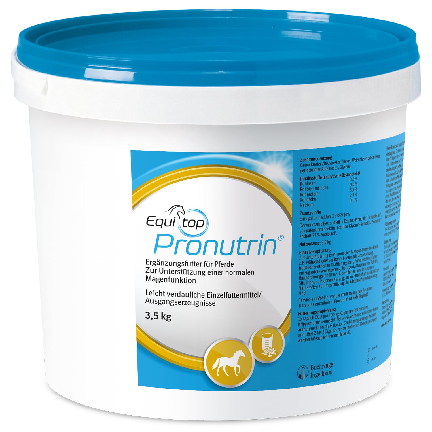 EQUITOP Pronutrin Magenschutz Pellets für Pferde - 3,5 kg: Braune, zylindrische Pellets zur Unterstützung der Magenfunktion bei Pferden.