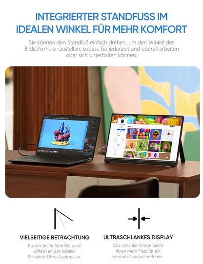 ARZOPA A1 Tragbarer Monitor - 15.6" FHD IPS USB C HDMI