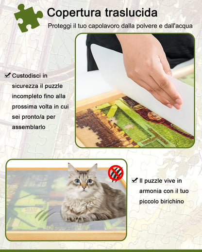 Profi drehbares Puzzlebrett 1500 Teile mit Schubladen & Abdeckung