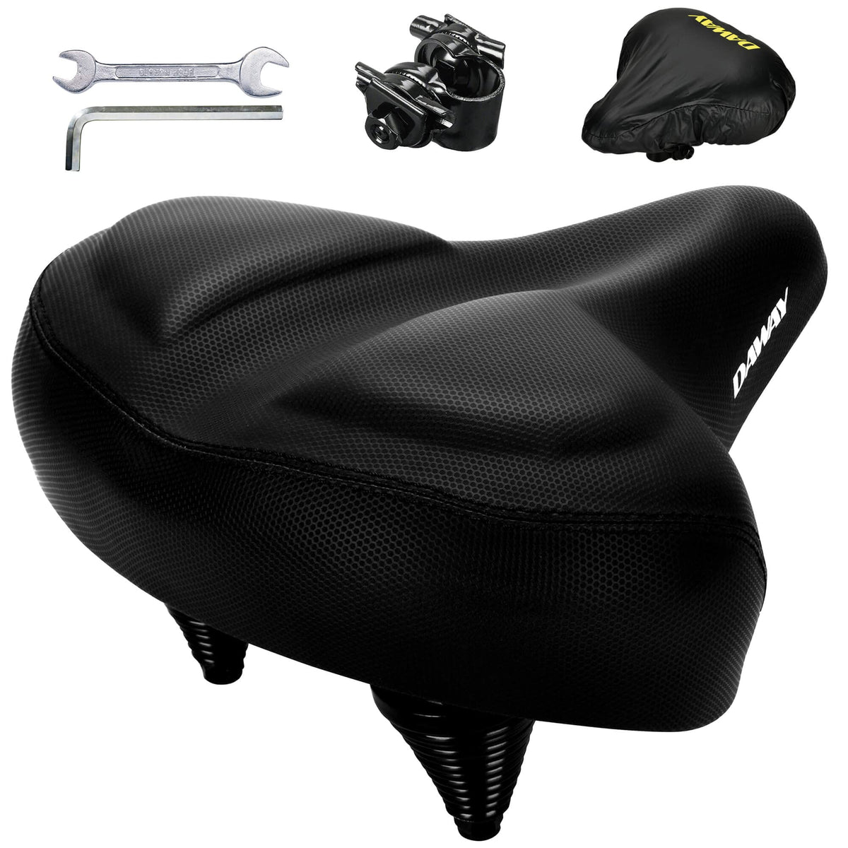 DAWAY C40 Fahrradsattel – extra breit, Memory-Schaum, gefedert