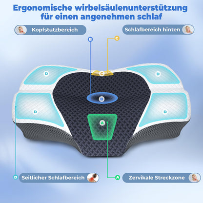 SAHEYER Ergonomisches Nackenkissen aus Memory Foam, 60x40 cm, Grau
