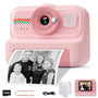 HiMont KC02 Kinderkamera Sofortbildkamera 1080P mit 32GB Karte, Rosa – 2,4-Zoll-Bildschirm, Sofortdruck