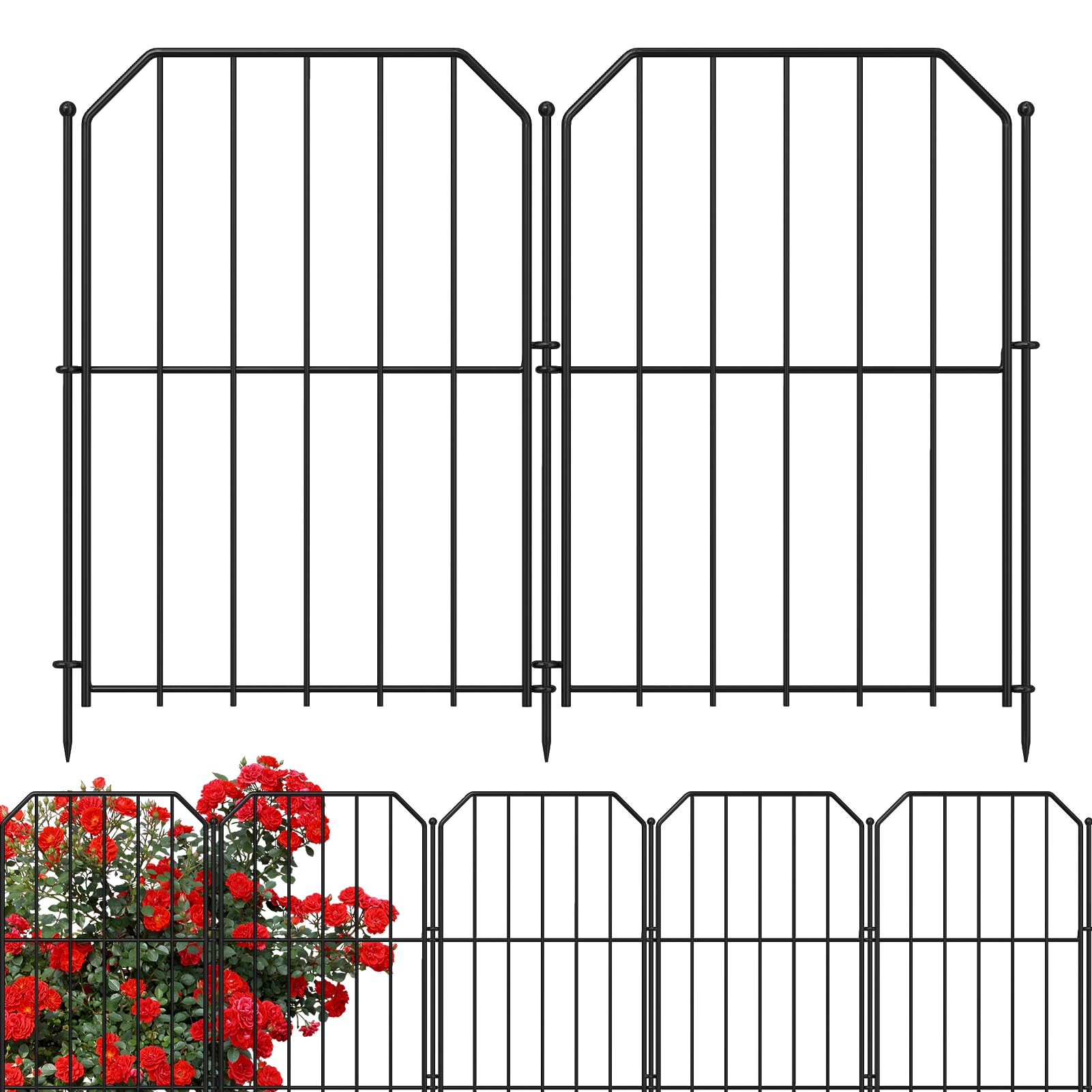Yeabett Gartenzaun aus Metall, 25 Stück, dekorativ, 31 x 41 cm – Zaunelemente mit Dekormuster zur Beetabgrenzung